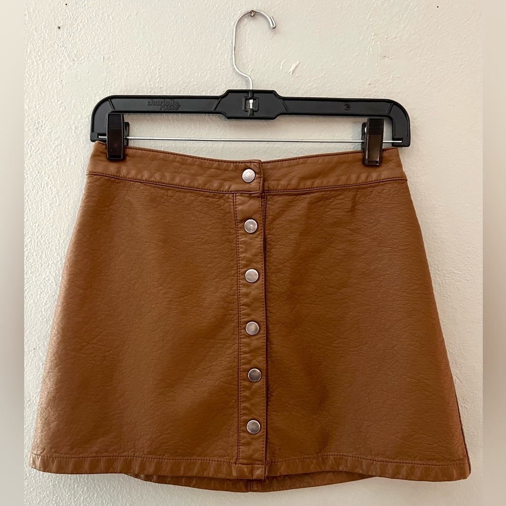 Faux Leather Brown Mini Skirt Size M